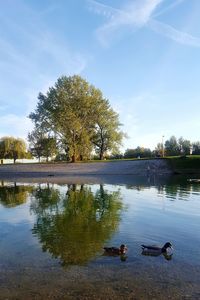 Scenic view of lake against sky