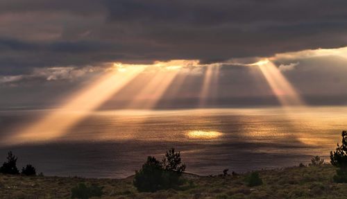 Scenic view of sea against sky during sunset