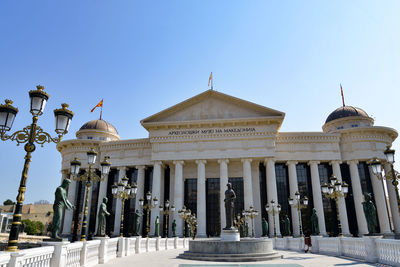 Low angle view of building against clear sky