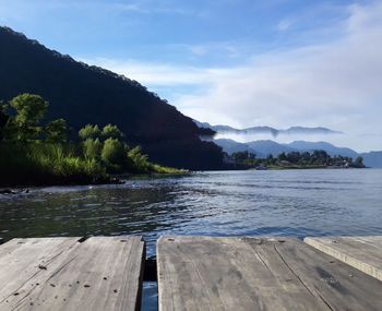 Scenic view of lake against sky