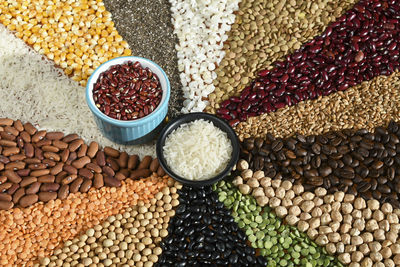 High angle view of various spices for sale