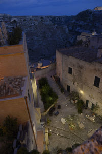 High angle view of street amidst buildings in town