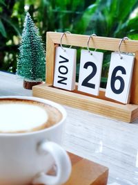 Close-up of coffee on table