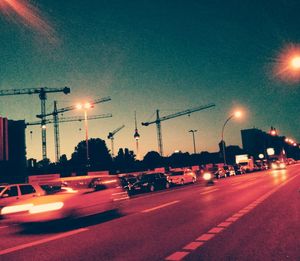 Traffic on road at night