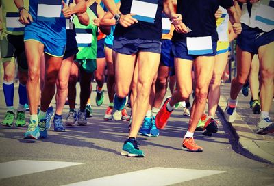 Low section of people running