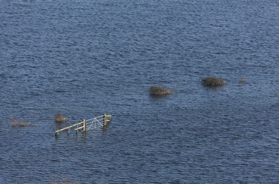 High angle view of boat in lake