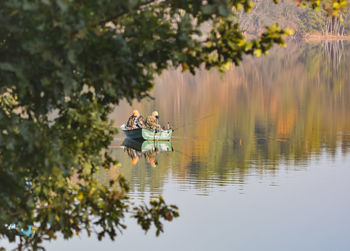 Man in boat on lake