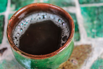 High angle view of coffee cup