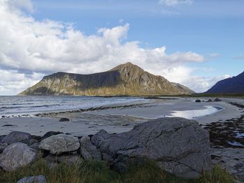 Scenic view of beach against sky