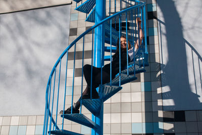 Low angle view of staircase against building