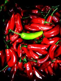 Full frame of red bell peppers