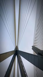 Low angle view of cable-stayed bandra–worli sea link against sky