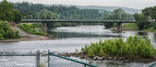 Bridge over river against sky