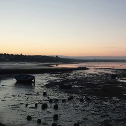 Scenic view of sea at sunset