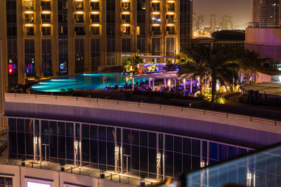 View of modern building at night