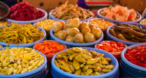 Vegetables for sale at market stall