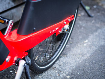 Close-up of bicycle on road