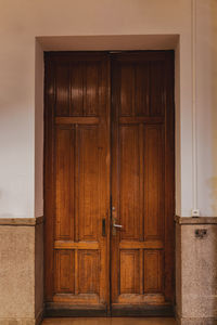 Closed door of house