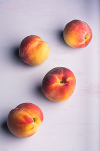 High angle view of apples on table