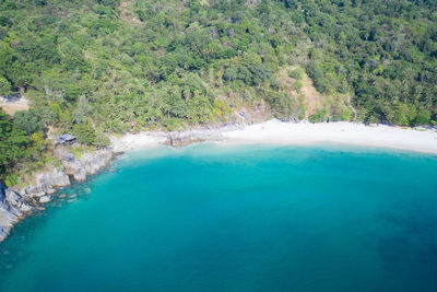 High angle view of swimming pool by sea