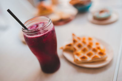 High angle view of food on table