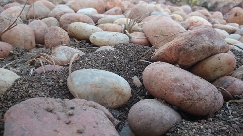 Close-up of pebbles on beach