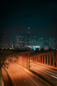 Illuminated city at night