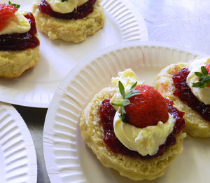 Close-up of cake served on plate