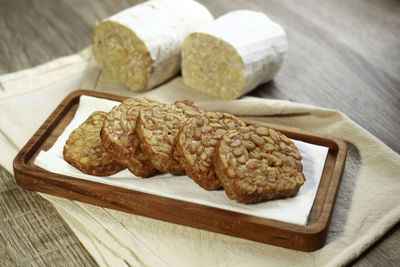 High angle view of breakfast on table