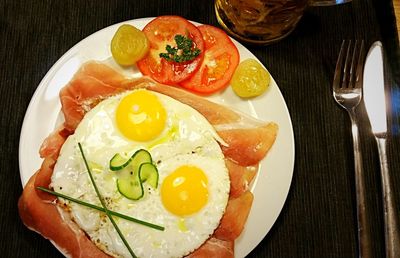 Close-up of food served on table