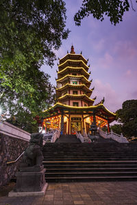 Low angle view of temple against building