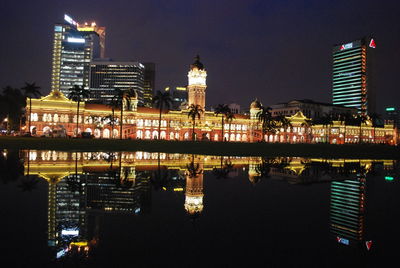 Illuminated city at night
