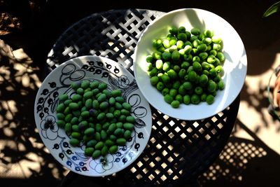 High angle view of fruits in bowl