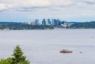 A view of skyscrapers of the bellevue, washington skyline.