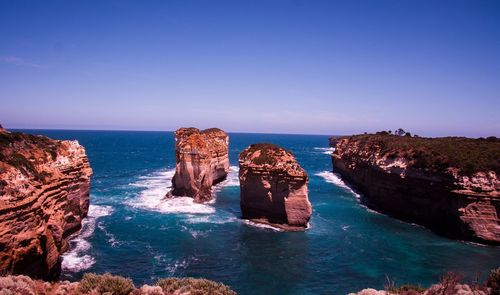Scenic view of sea against clear sky