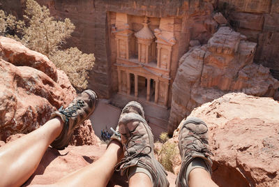 Low section of people on cliff at petra