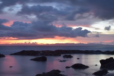 Scenic view of sea against sky during sunset