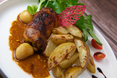 Close-up of food in plate