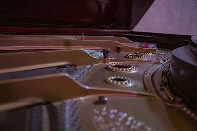 High angle view of vintage car on table