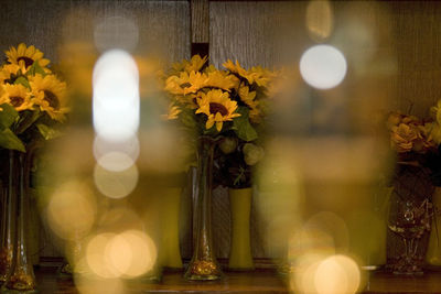 Close-up of christmas decorations on table