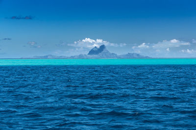 Scenic view of sea against blue sky