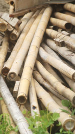 High angle view of firewood