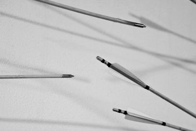 Close-up of darts on table