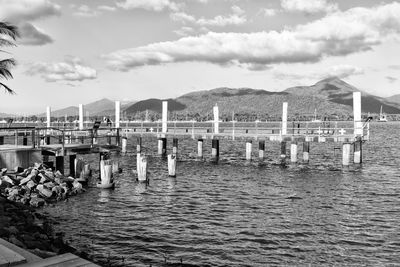 Pier over sea against sky