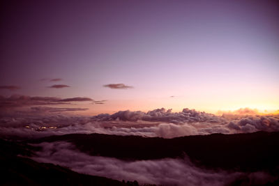 Scenic view of dramatic sky during sunset