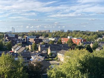 High angle view of townscape against sky