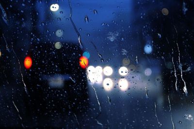 Close-up of raindrops on window