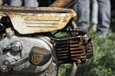 Close-up of old rusty car