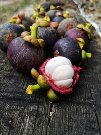 High angle view of fruits on table