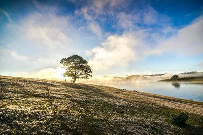 Scenic view of lake against sky